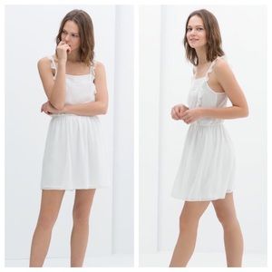 Zara Trafuluc White Strappy Ruffle Dress